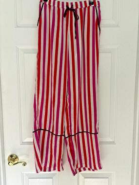 Summersalt Pink Red Striped Wide Leg Elastic Drawstring Waist PJ Pants XS 00-2